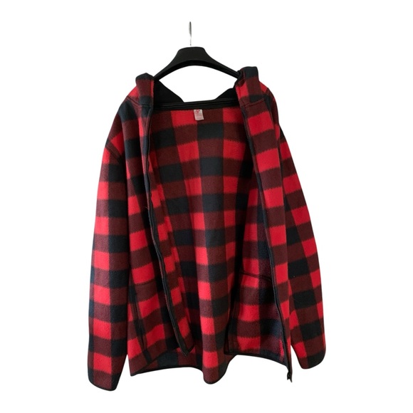 Arsens Men’s XXL Red Buffalo Plaid Faux Fur Hooded Jacket PO# 23473 - Picture 4 of 14